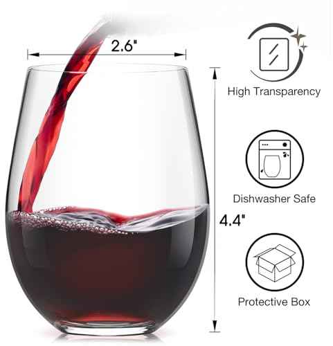 Stemless Wine Glasses Set of 4 (4 Count)