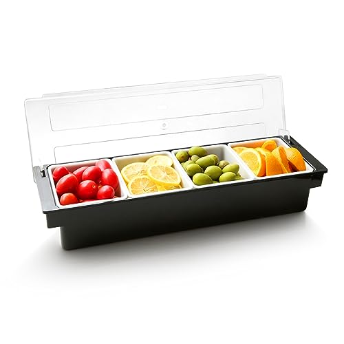 Ice Chilled Condiment Caddy with 4 Removable Trays and Lids
