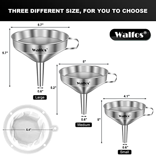 3Pcs Kitchen Funnel with 2 Removable Strainer ＆ 1 Cleaning Brush & 1Pc 200 Mesh Food Filter Strainer