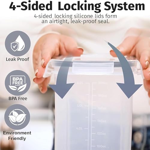 2 Pack (6.3L / 213OZ) EXTRA Large Airtight Food Storage Cereal Containers for Bulk Food Storage BPA-Free Plastic Container, Pantry Organization and Canister for Rice, Pasta, Sugar & Flour (2 Count)
