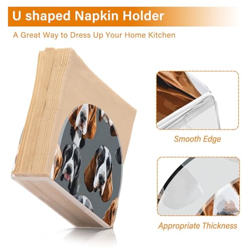 Basset Hound Dogs Napkin Holder for Table Paper Napkins Holder Acrylic Tissue Dispenser Kitchen Dining Room Bathroom Party Car Decor