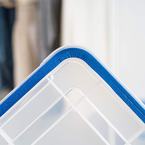4-Pack 26.5/44 Combo Qt Storage Bins with Gasket Lids, Clear/Blue (4 Count)
