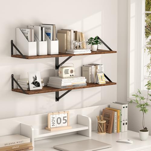 20W x 12D Deep Floating Shelves Set of 2 Rustic Brown (2 Count)