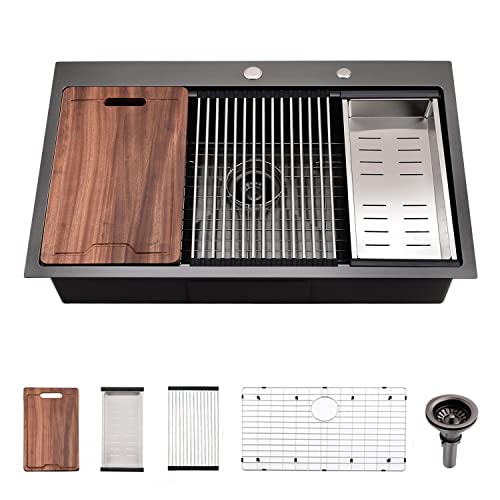 30 Inch Black Drop in Kitchen Sink