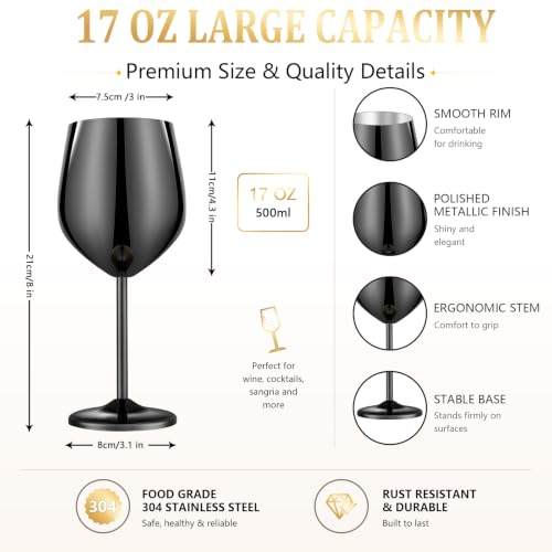 Unbreakable Stainless Steel Wine Glasses Set of 4 (4 Count)
