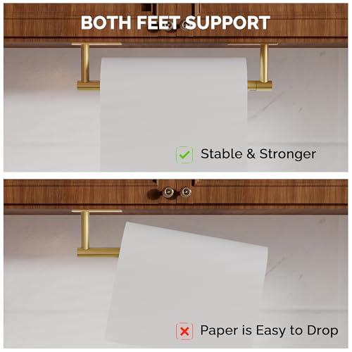 Gold Paper Towel Holder Under Cabinet Self Adhesive or Wall Mount