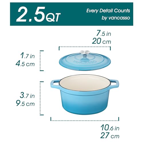 2.5 Qt Enameled Cast Iron Dutch Oven with Lid