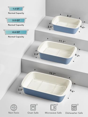 Ceramic Casserole Dishes for Oven with 304 Racks (3 Count)