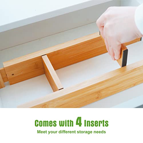 4 Pcs Expandable Bamboo Drawer Dividers (2 Count)