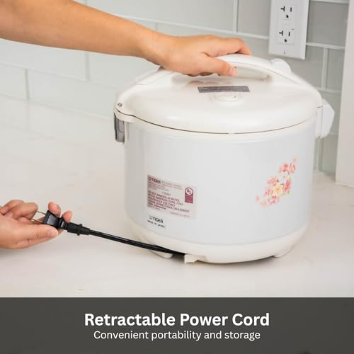 JNP-1500-LF 8 Cup Capacity White Rice Cooker with Non-Stick Inner Pot, Retractable Power Cord, and Keep Warm up to 12 hours (Flower)