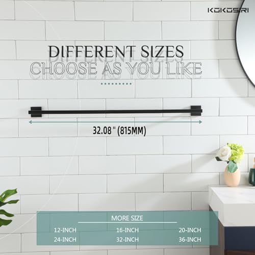 32'' Towel Rails Bathroom Towel Bars Matte Black 32 Inch Bath Towel Holder for Washroom Kitchen Wall Stainless Steel B4005BK