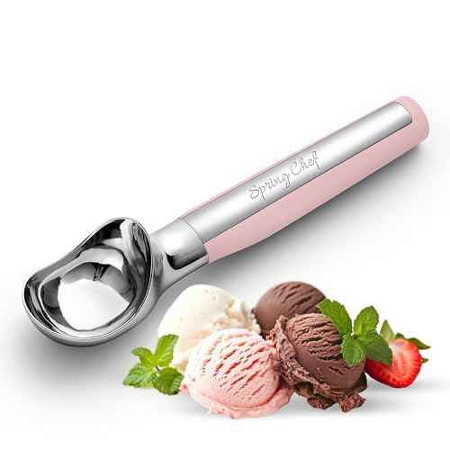 Heavy Duty Metal Ice Cream Scoop with Soft Grip Handle