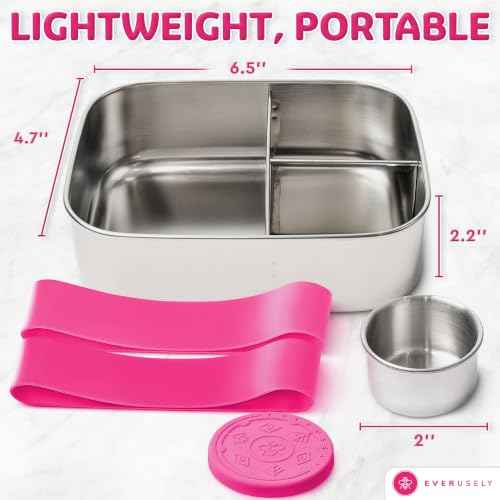 Stainless Steel Bento Box + Condiment Container (6 Count)