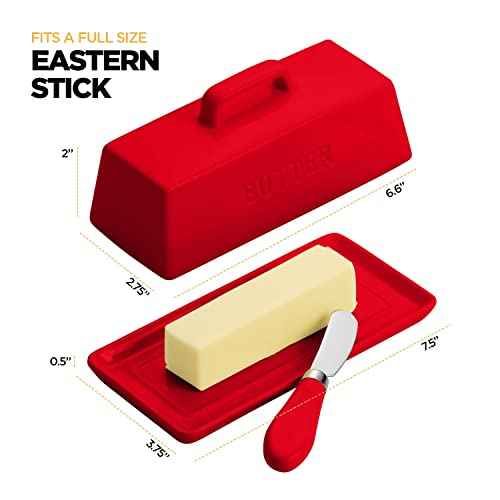 Ceramic Butter Dish Set with Lid and Knife