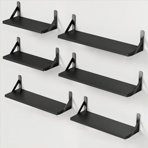 Amada Solid Paulownia Wood Wall Shelves (6 Count)