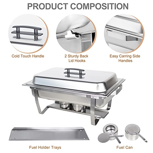 4 Pack 8 Qt Stainless Steel Chafing Dish Buffet Set for Catering (4 Count)