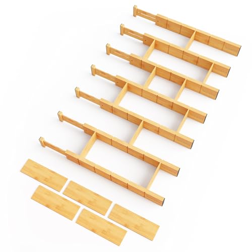 Bamboo Drawer Dividers with Inserts and Labels