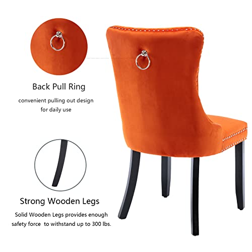 Orange Velvet Dining Chairs Set of 4 (4 Count)