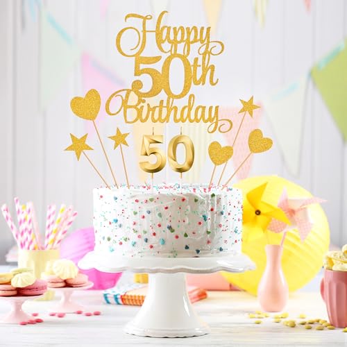 50th Birthday Cake Decorations (9 Count)