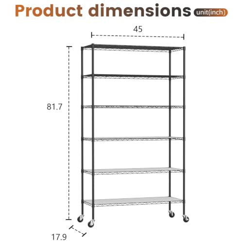 6 Tier Wire Storage Shelves with PP Shim