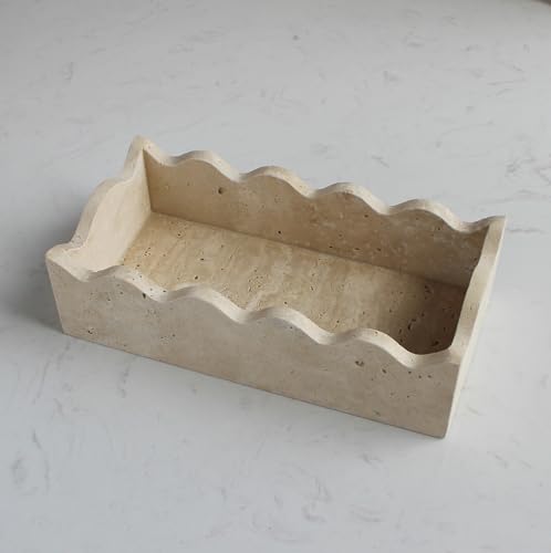 Natural Travertine Guest Towel Holder 9.8" × 4.9" for Bathroom