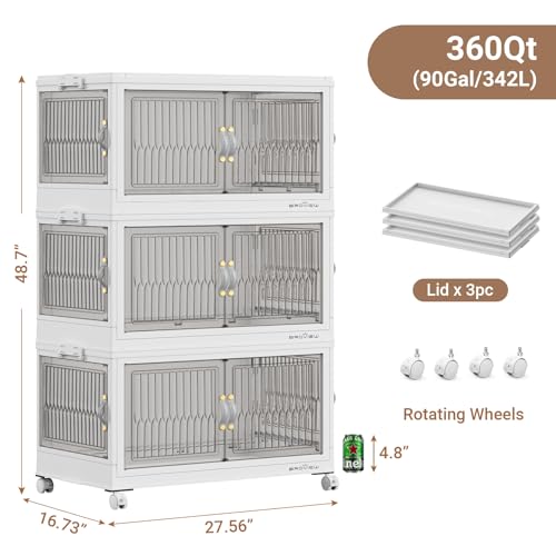 360Qt Stackable Storage Bins with 3 Lids (3 Count)