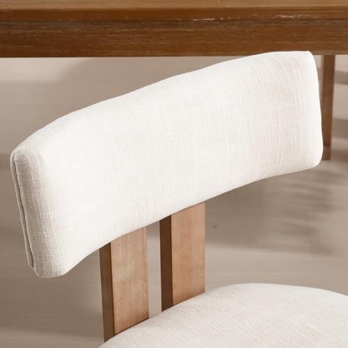Linen Dining Chairs Set of 4 Modern Farmhouse Kitchen Chairs with Open Slat Back Upholstered Wood Side Chairs for Dining Room (4 Count)