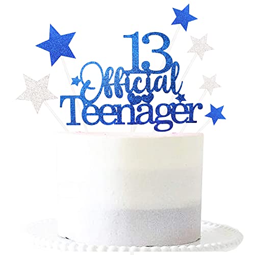 Royal Blue 13th Birthday Cake Topper with Glittery Stars (7 Count)