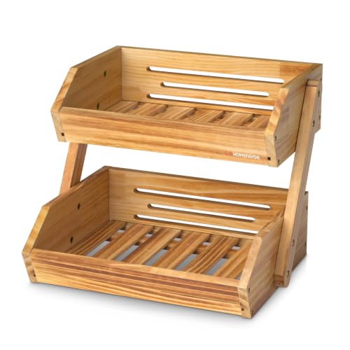 2 Tier Pine Wood Fruit Basket