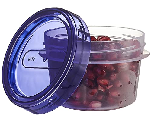 6 Pack Twist Cap Food Storage Containers with Blue Screw on Lid
