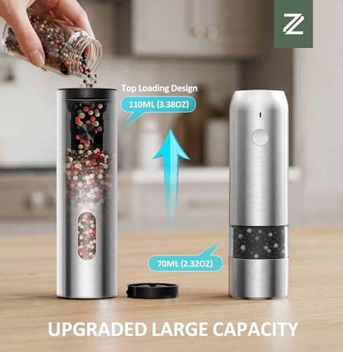 Rechargeable Electric Salt and Pepper Grinder Set with USB (3.72 Ounce)