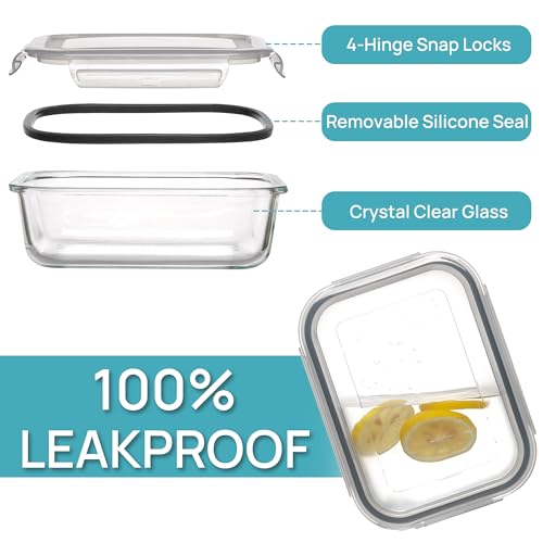 5 Pack 35oz Glass Food Storage Containers with Lids (5 Count)