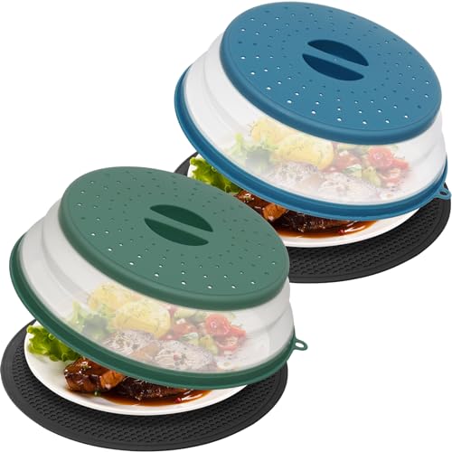 4 in 1 WENWELL Vented Collapsible Microwave Splatter Cover & Mat (2 Count)