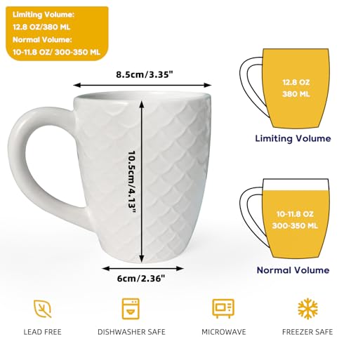 12 OZ White Ceramic Coffee Mugs Set of 6 (6 Count)