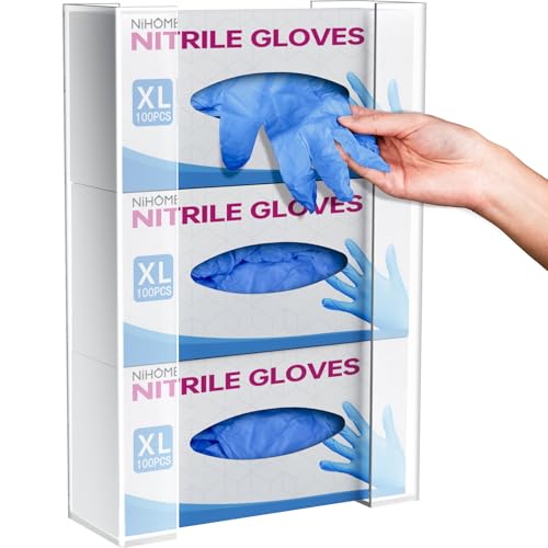 3 Tier Clear Acrylic Glove & Tissue Box Holder Dispenser