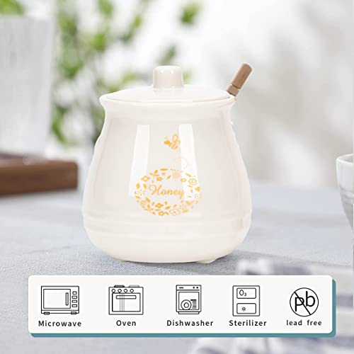Ceramic Honey Jar with Wooden Honey Dipper