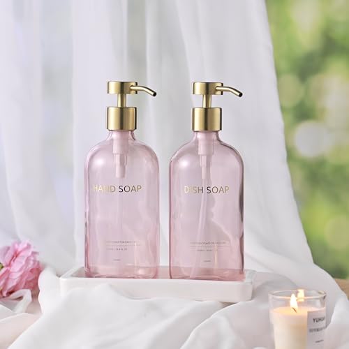 Glass Kitchen Soap Dispenser Set with Ceramic Tray (3 Count)
