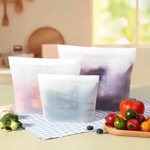 Reusable Silicone Food Storage Bags Quart 4 Pack