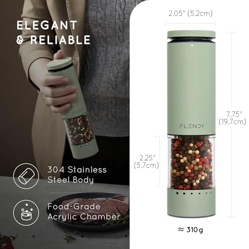 Rechargeable Electric Salt and Pepper Grinder Set with Charging Base (2 Count)