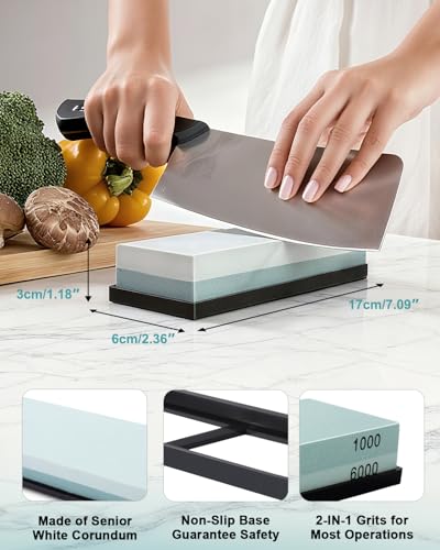 1000 6000 Grit knife Sharpening Stone Dual Sided Whetstone with Non