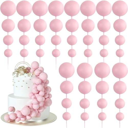 48 Pcs Balls Cake Topper Decorations Balloon Cupcake Toppers Foam Cake Topper Balls Cake Balls Decorations for Birthday Party Wedding Anniversary Cake Decorating (48 Count)