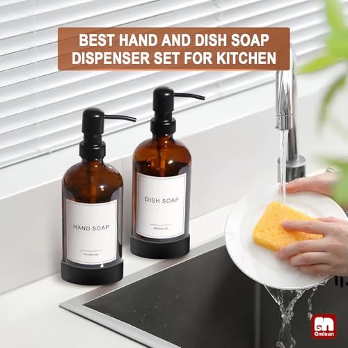 Amber Glass Soap Dispenser with Silicone Sleeve Boot (2 Count)