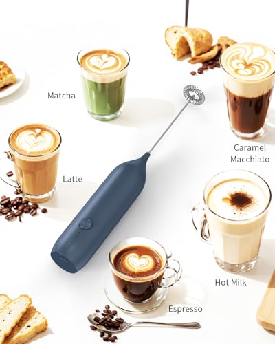 Rechargeable Milk Frother Handheld with Stand