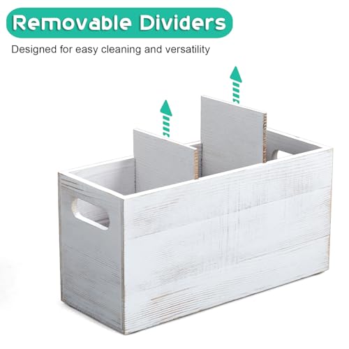 Rustic White Utensil Holder with Removable Divider