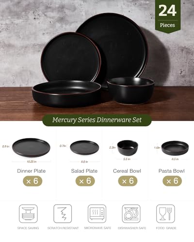 Mercury 24 Piece Dinnerware Set with Pasta Bowls