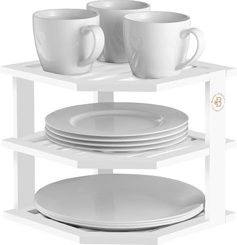 White Plate Organizer for Cabinet