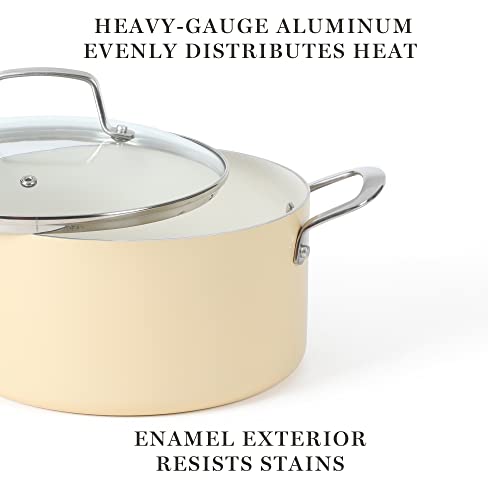 Lockton Premium Nonstick PFA Free Ceramic Interior 10 Piece Enamel Heavy Gauge Aluminum Pots and Pans Cookware Set