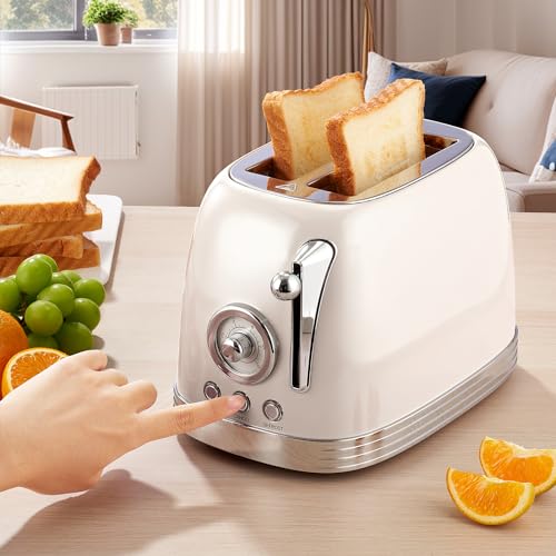 Cream Retro 2‑Slice Bread Toaster