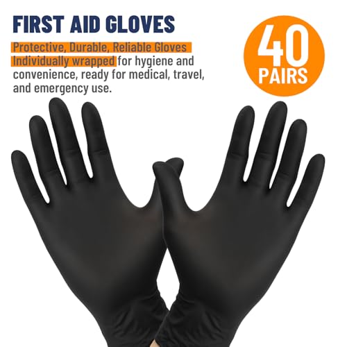 Individually Wrapped Black Disposable Nitrile Gloves (800 Count)