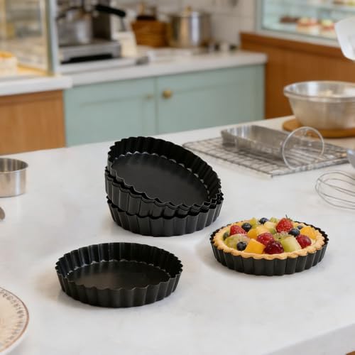 6 Pack 5in Mini Tart Pans with Removable Bottom for Baking (6 Count)